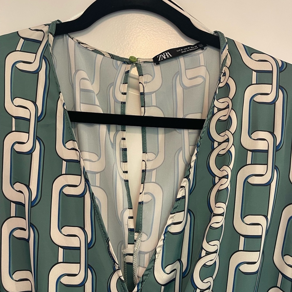 Zara Green and White Patterned Dress - Picture 3 of 5